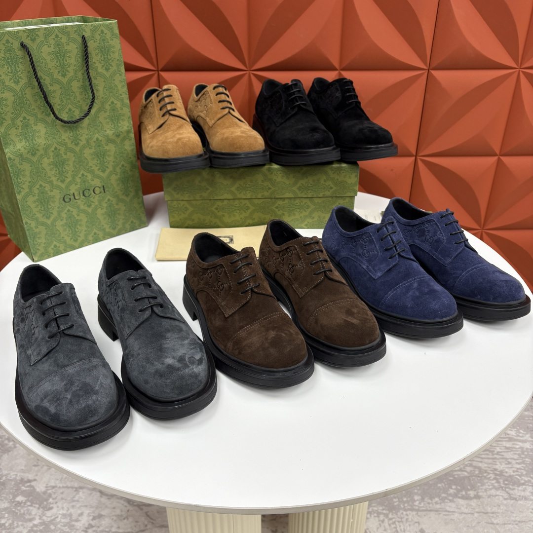 💋💍G家新品 古-驰 GUCC* 压花男士厚底GG细节系带德比鞋皮鞋 官方 9,500 Gucc* 鞋履