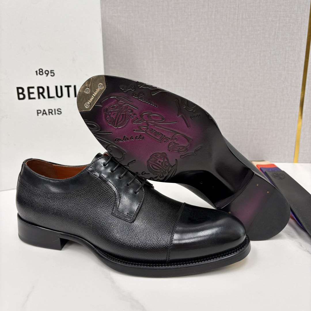 💋💍Berlut* 布鲁提 新款男士手工擦色正装皮鞋上新🆕 鳄鱼纹牛津鞋的商务与格调的极致融合。甄选优质