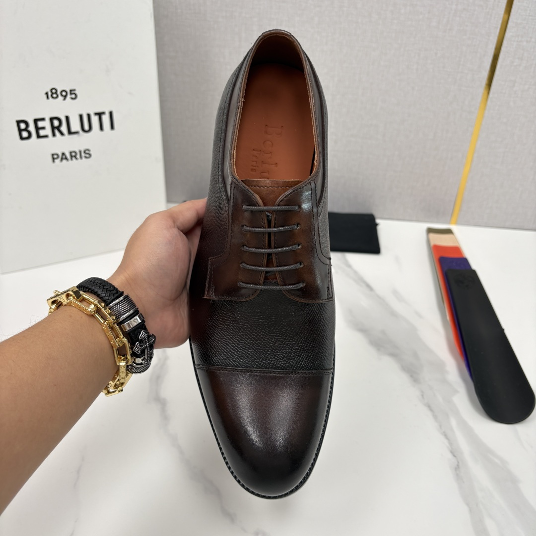 💋💍Berlut* 布鲁提 新款男士手工擦色正装皮鞋上新🆕 鳄鱼纹牛津鞋的商务与格调的极致融合。甄选优质