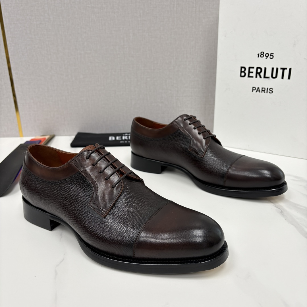 💋💍Berlut* 布鲁提 新款男士手工擦色正装皮鞋上新🆕 鳄鱼纹牛津鞋的商务与格调的极致融合。甄选优质