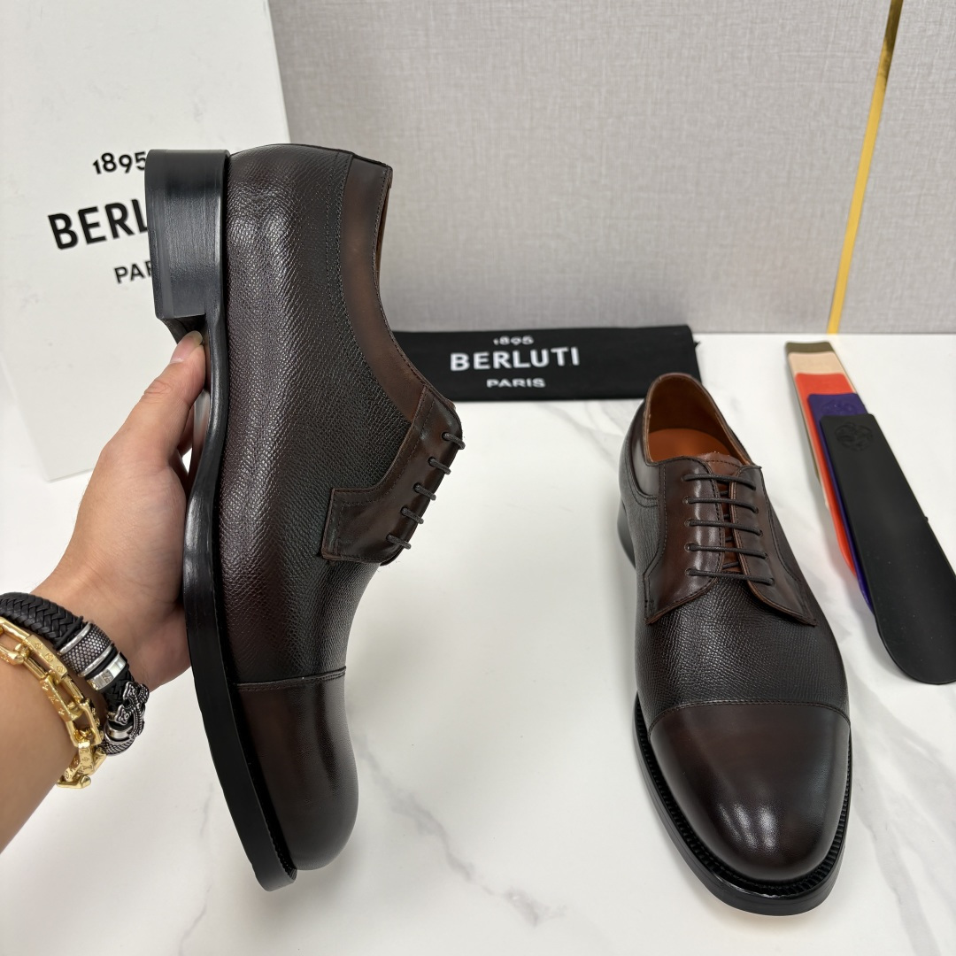 💋💍Berlut* 布鲁提 新款男士手工擦色正装皮鞋上新🆕 鳄鱼纹牛津鞋的商务与格调的极致融合。甄选优质