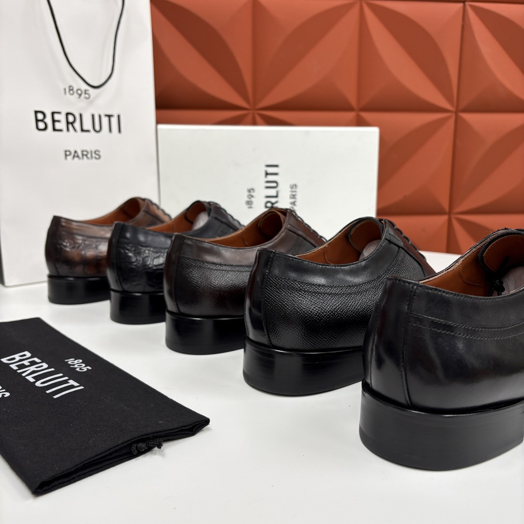 💋💍Berlut* 布鲁提 新款男士手工擦色正装皮鞋上新🆕 鳄鱼纹牛津鞋的商务与格调的极致融合。甄选优质