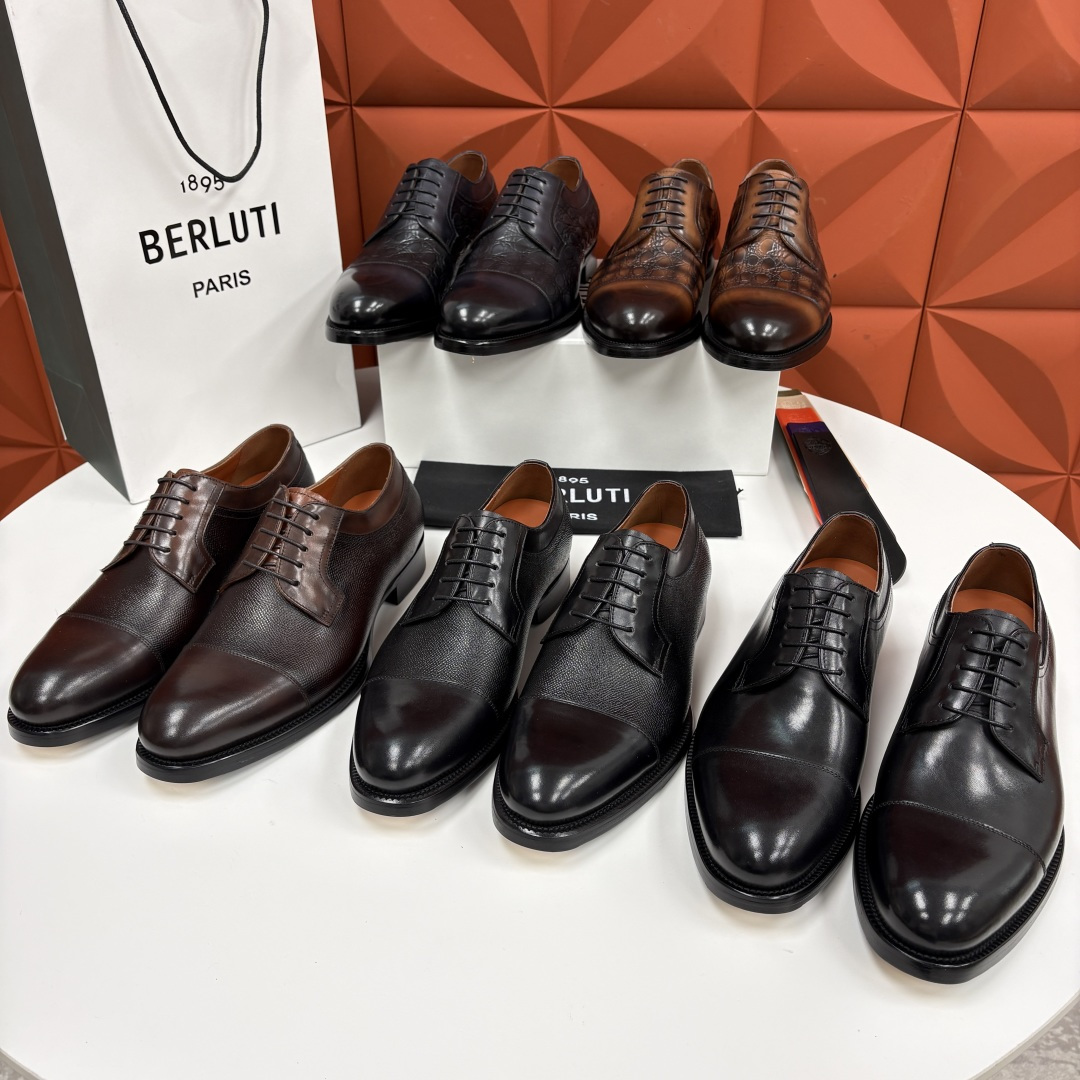 💋💍Berlut* 布鲁提 新款男士手工擦色正装皮鞋上新🆕 鳄鱼纹牛津鞋的商务与格调的极致融合。甄选优质