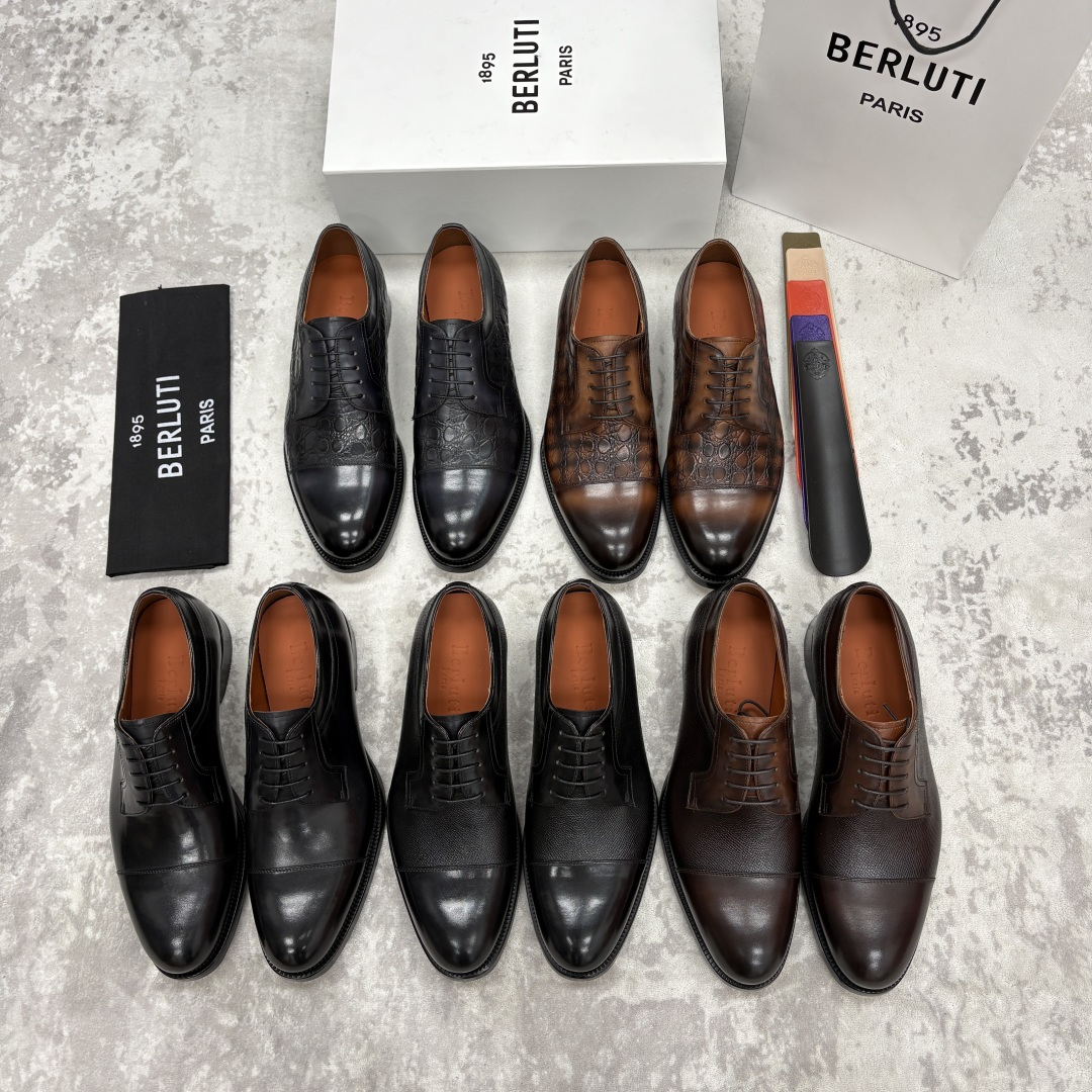 💋💍Berlut* 布鲁提 新款男士手工擦色正装皮鞋上新🆕 鳄鱼纹牛津鞋的商务与格调的极致融合。甄选优质