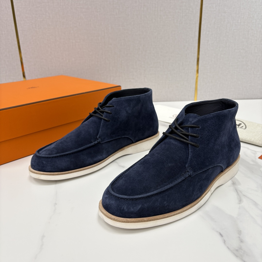 💋💍H家新品 爱马-仕 Hermè*s 绒面男士短靴沙漠靴 奢雅格调的行走艺术。 鞋面采用顶级反绒牛皮打