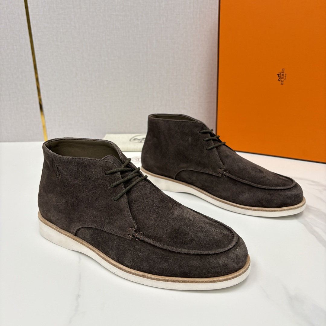 💋💍H家新品 爱马-仕 Hermè*s 绒面男士短靴沙漠靴 奢雅格调的行走艺术。 鞋面采用顶级反绒牛皮打