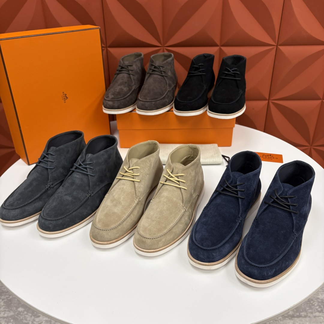 💋💍H家新品 爱马-仕 Hermè*s 绒面男士短靴沙漠靴 奢雅格调的行走艺术。 鞋面采用顶级反绒牛皮打