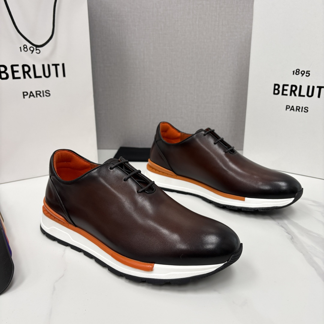 💋💍Berlut* 布鲁提 升级版第四代私模大底 Fast Track皮革运动鞋 官方 16,000 最