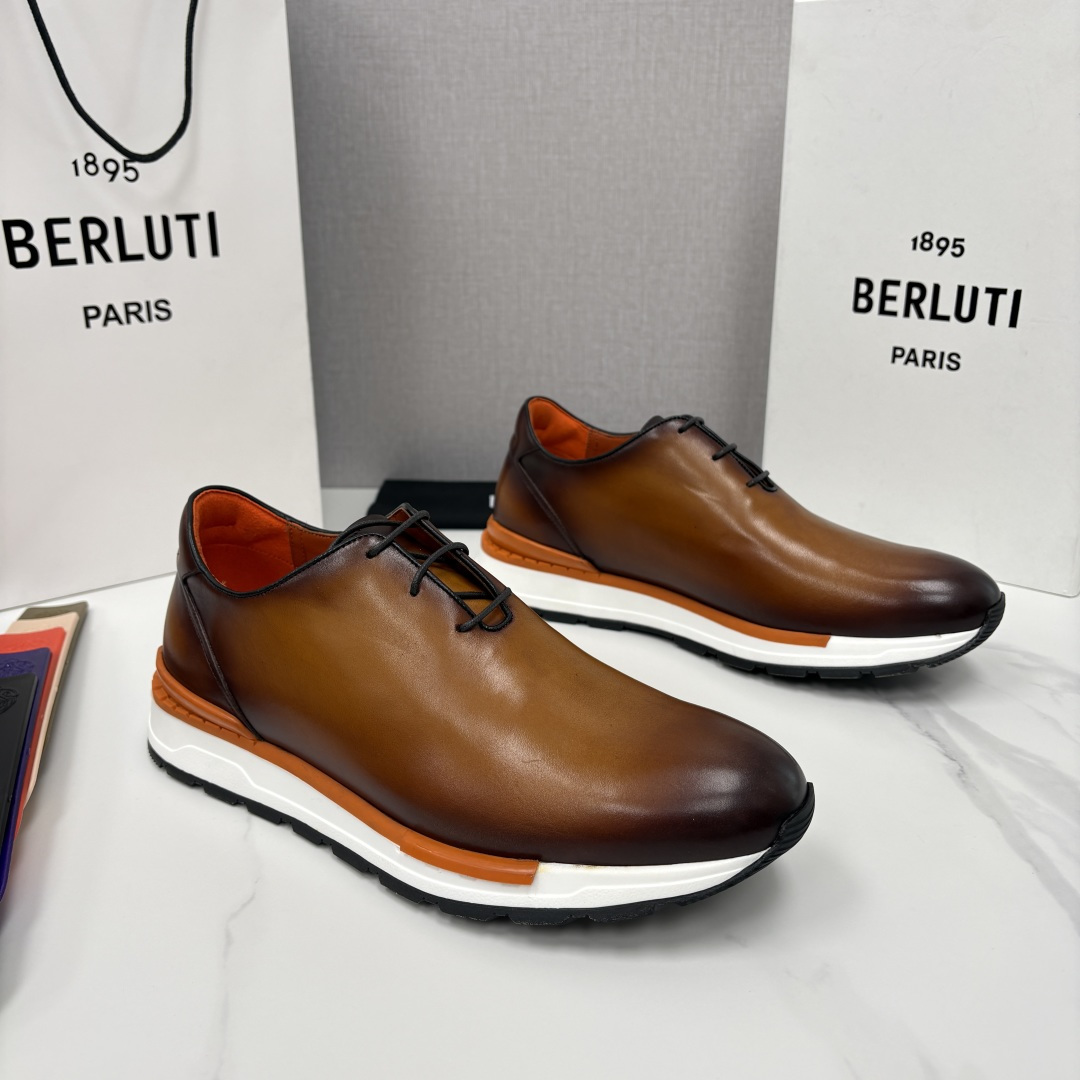💋💍Berlut* 布鲁提 升级版第四代私模大底 Fast Track皮革运动鞋 官方 16,000 最