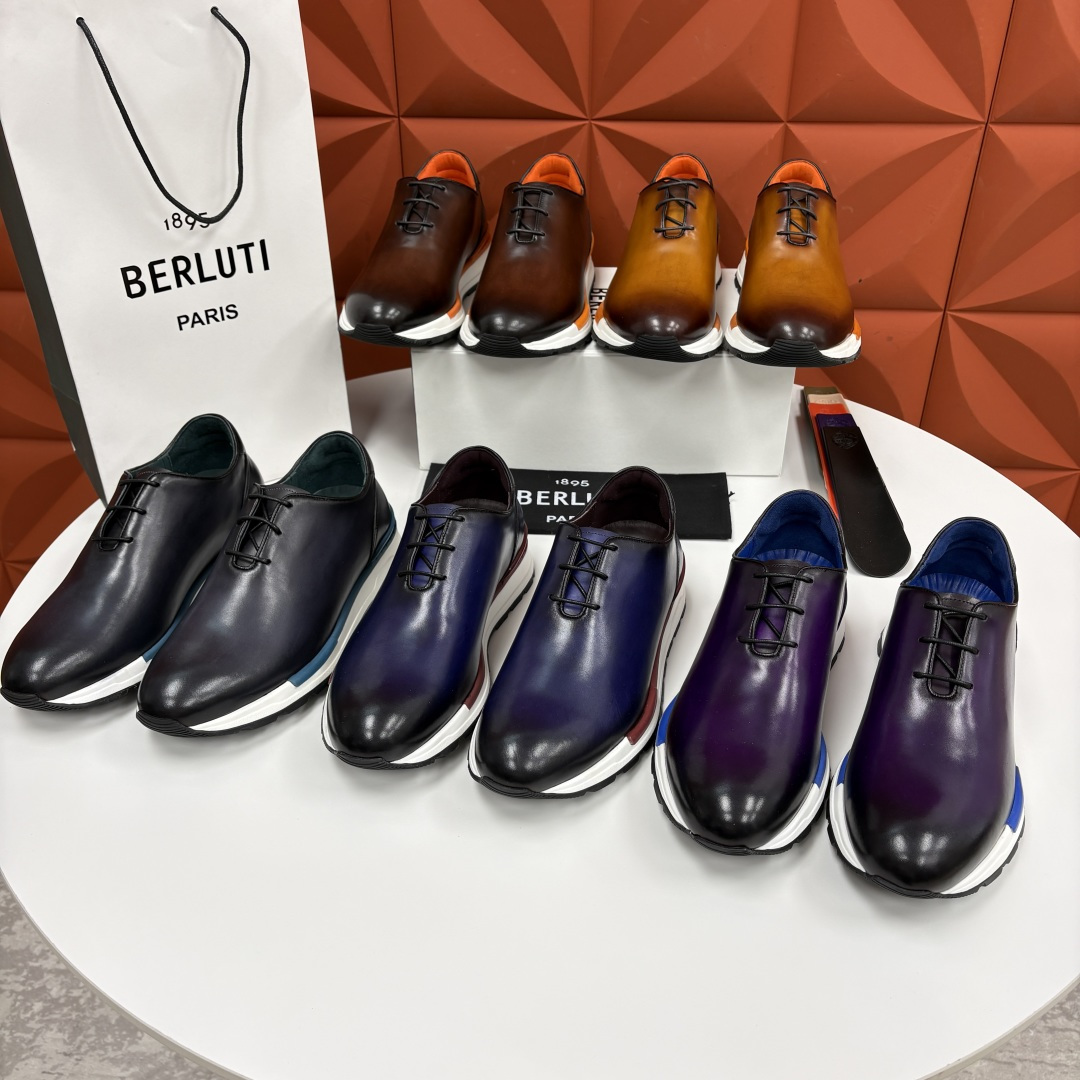 💋💍Berlut* 布鲁提 升级版第四代私模大底 Fast Track皮革运动鞋 官方 16,000 最