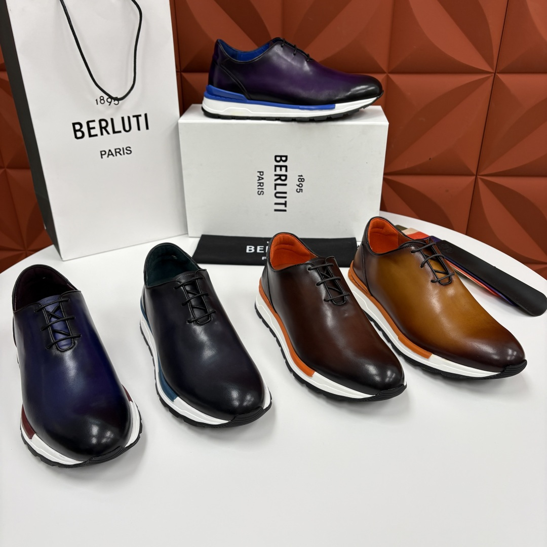💋💍Berlut* 布鲁提 升级版第四代私模大底 Fast Track皮革运动鞋 官方 16,000 最