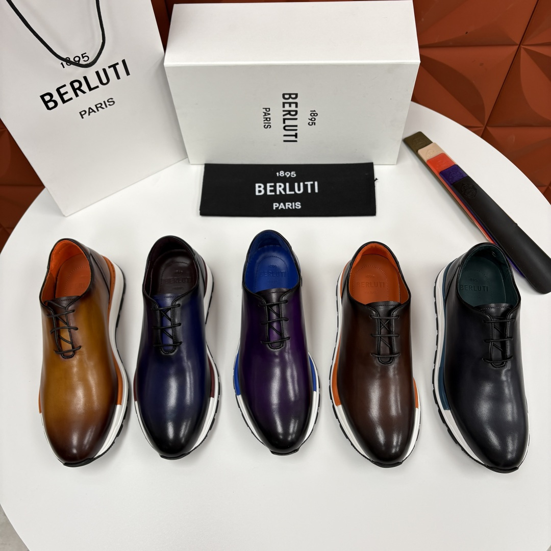 💋💍Berlut* 布鲁提 升级版第四代私模大底 Fast Track皮革运动鞋 官方 16,000 最