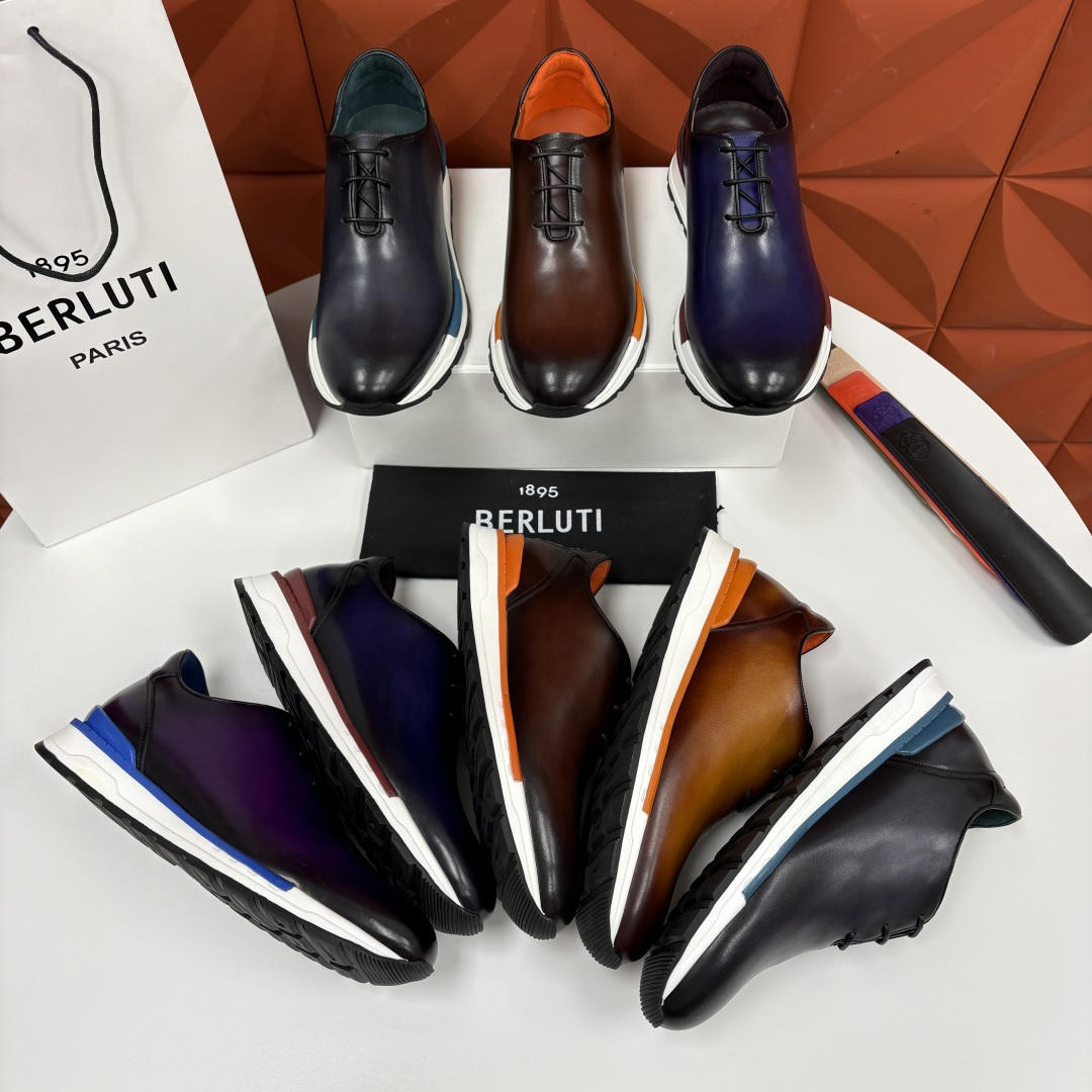 💋💍Berlut* 布鲁提 升级版第四代私模大底 Fast Track皮革运动鞋 官方 16,000 最