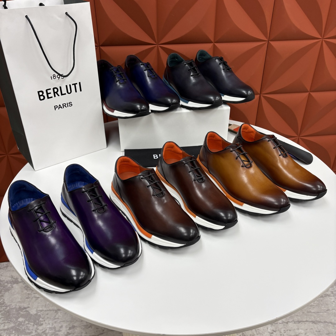 💋💍Berlut* 布鲁提 升级版第四代私模大底 Fast Track皮革运动鞋 官方 16,000 最