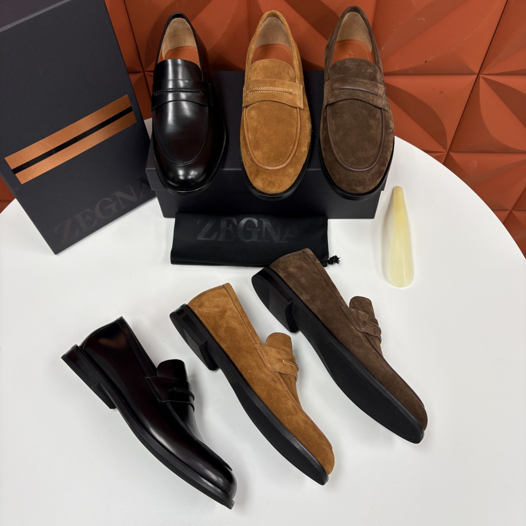 💋💍Zegn* 杰尼～亚 匠心工艺与优雅格调的典范 新款 男士商务正装鞋乐福鞋皮鞋，无带设计简约大气，兼