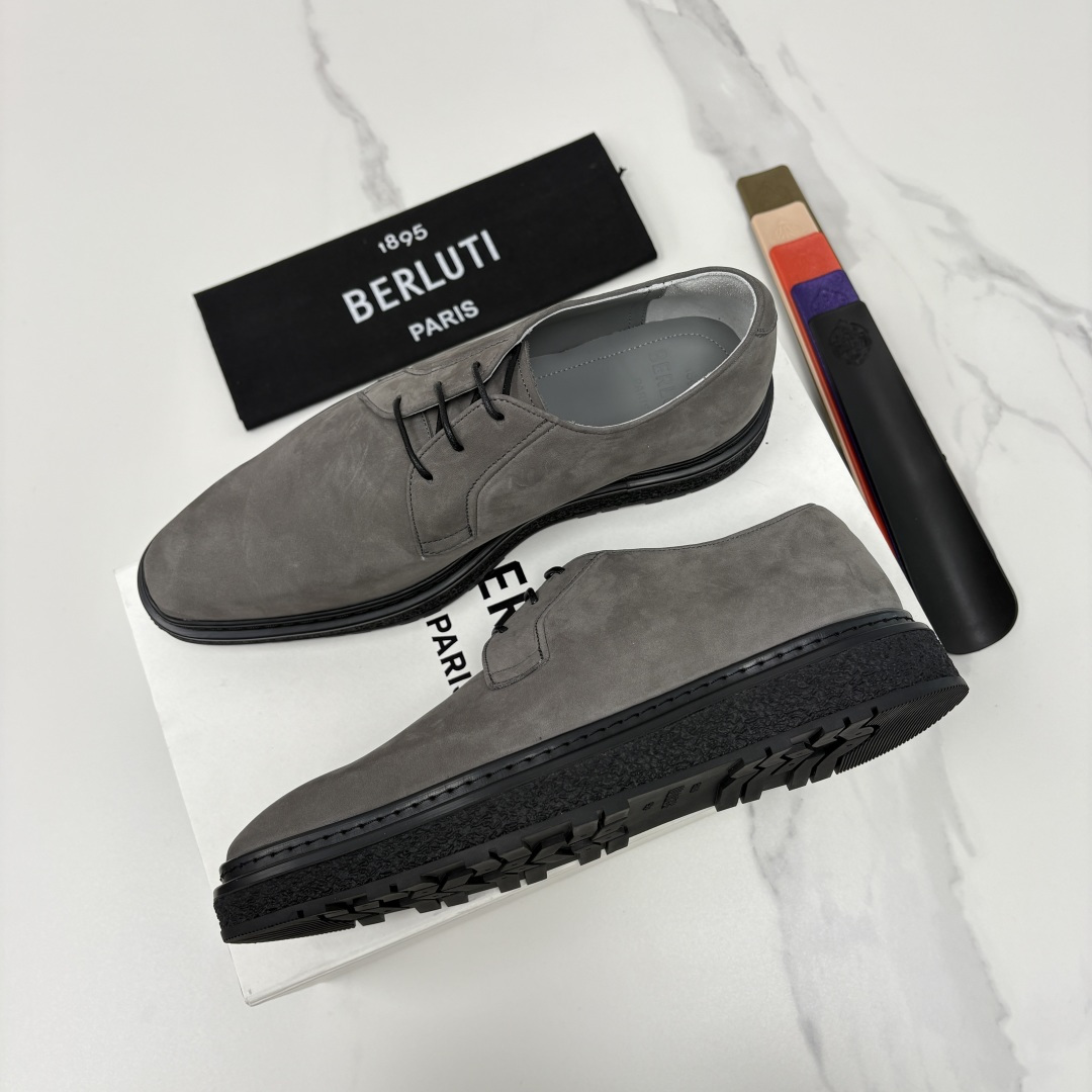 💋💍BERLUT* 布鲁提 ALTO 绒面缝制胶底休闲皮鞋德比皮鞋 皮鞋 官方 13,500 超级内卷的
