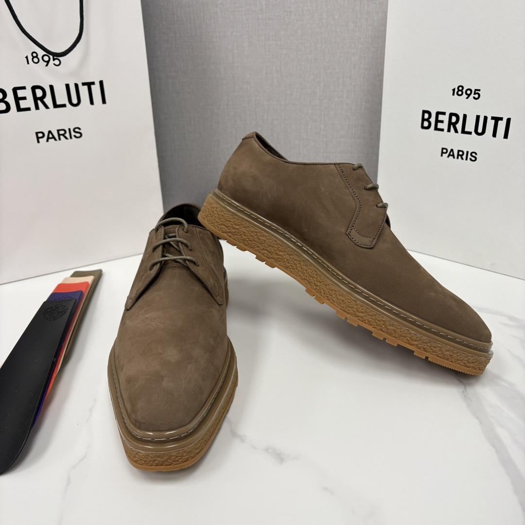 💋💍BERLUT* 布鲁提 ALTO 绒面缝制胶底休闲皮鞋德比皮鞋 皮鞋 官方 13,500 超级内卷的