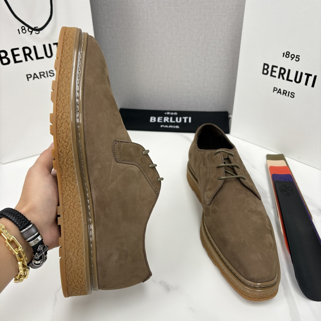 💋💍BERLUT* 布鲁提 ALTO 绒面缝制胶底休闲皮鞋德比皮鞋 皮鞋 官方 13,500 超级内卷的