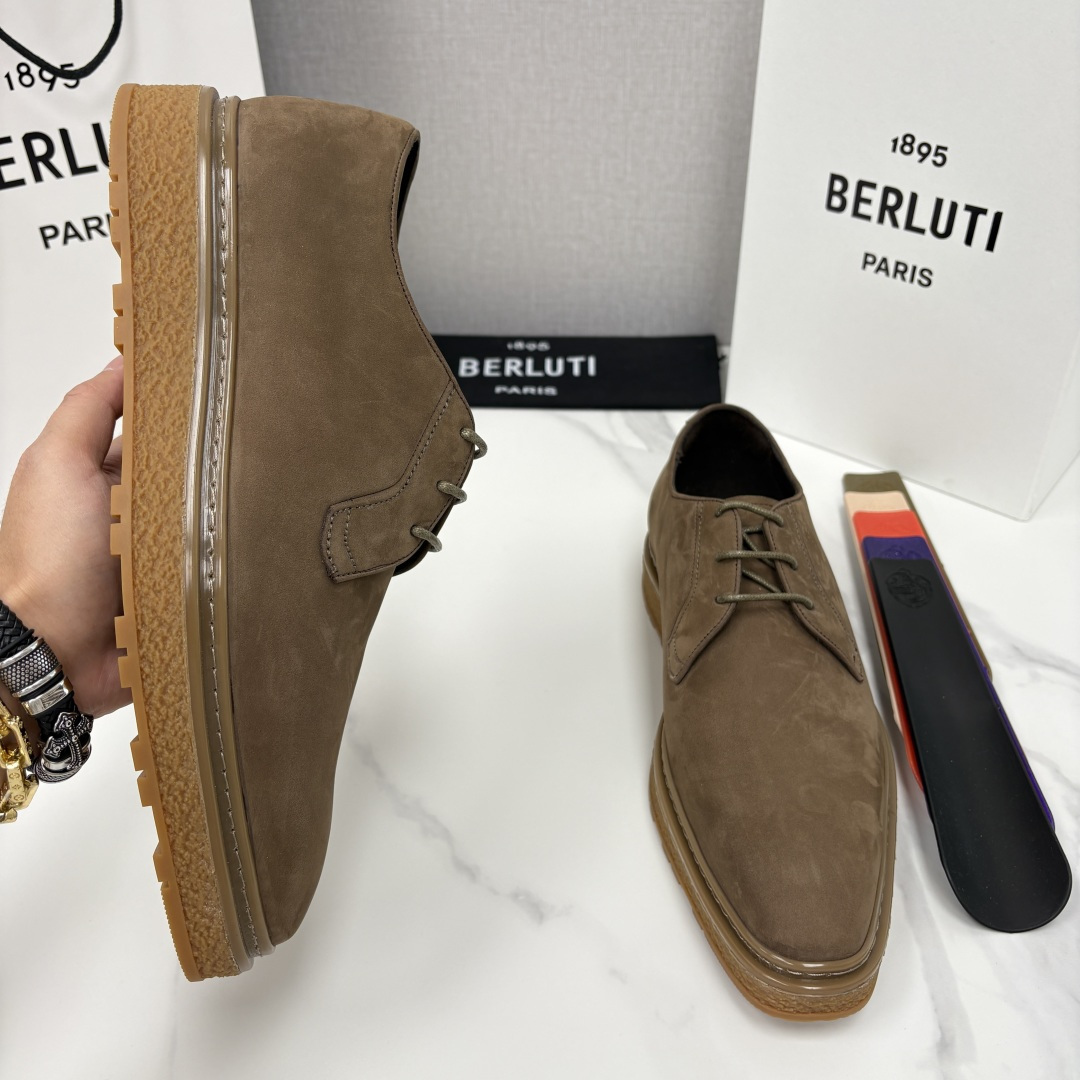 💋💍BERLUT* 布鲁提 ALTO 绒面缝制胶底休闲皮鞋德比皮鞋 皮鞋 官方 13,500 超级内卷的