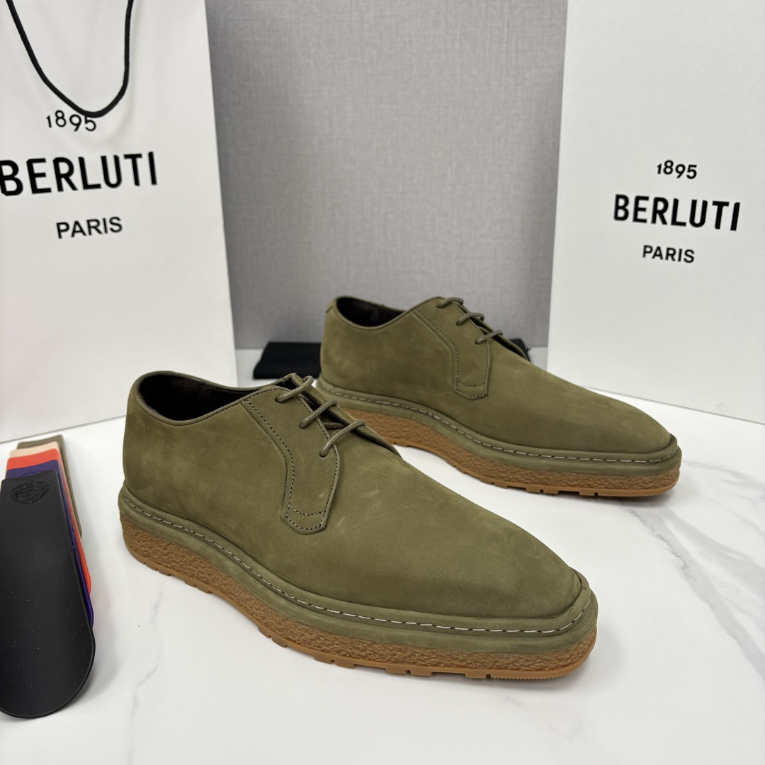 💋💍BERLUT* 布鲁提 ALTO 绒面缝制胶底休闲皮鞋德比皮鞋 皮鞋 官方 13,500 超级内卷的