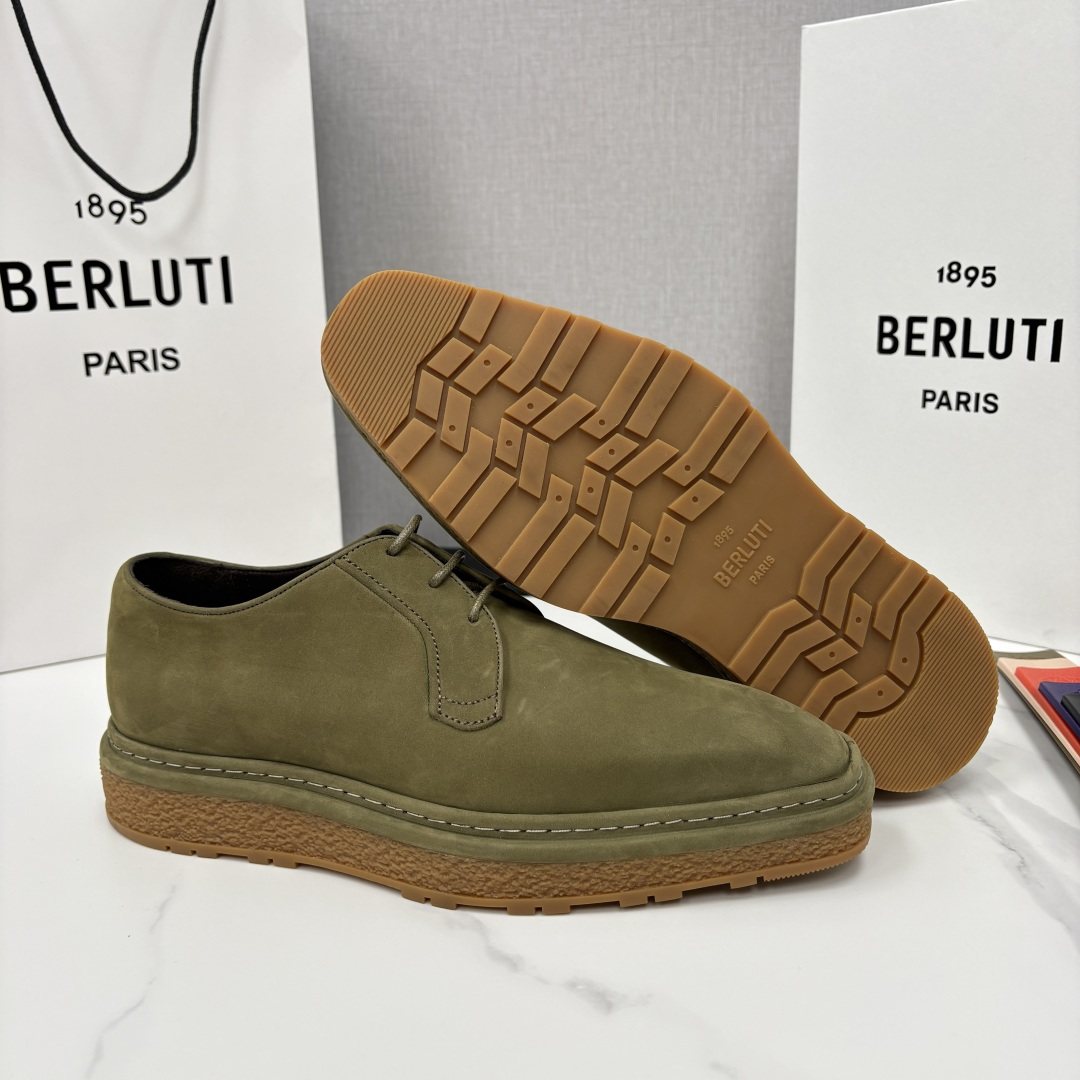 💋💍BERLUT* 布鲁提 ALTO 绒面缝制胶底休闲皮鞋德比皮鞋 皮鞋 官方 13,500 超级内卷的
