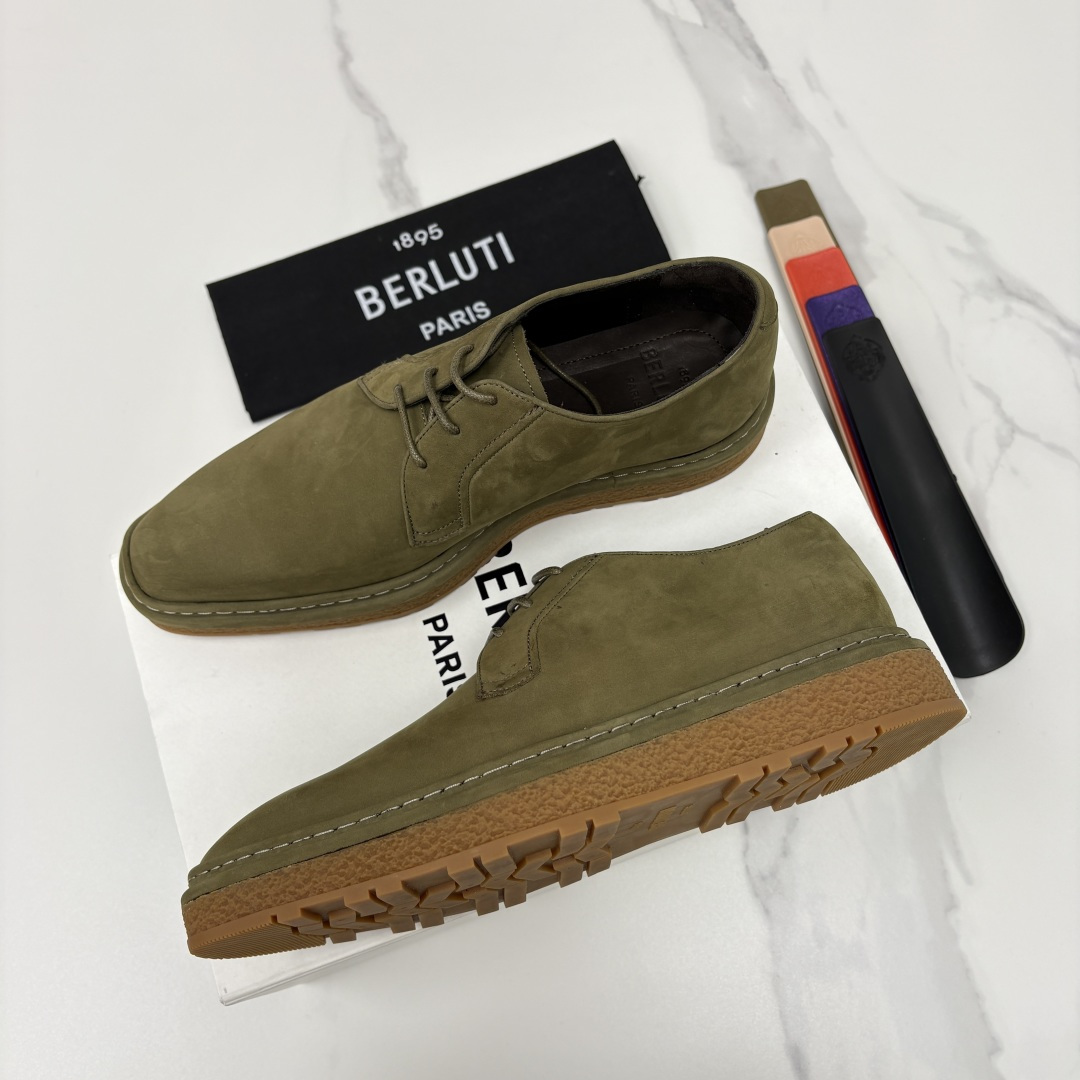 💋💍BERLUT* 布鲁提 ALTO 绒面缝制胶底休闲皮鞋德比皮鞋 皮鞋 官方 13,500 超级内卷的