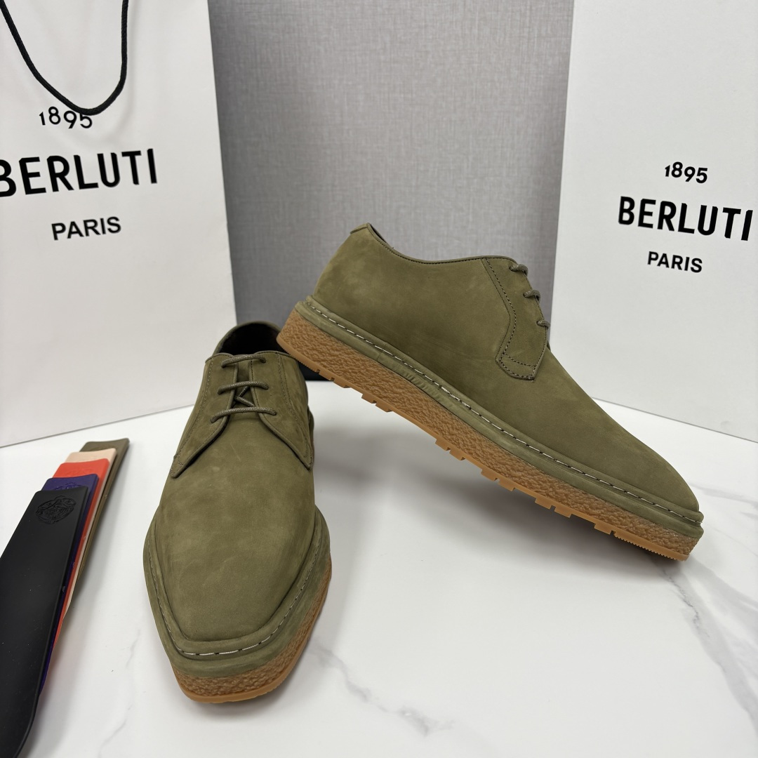 💋💍BERLUT* 布鲁提 ALTO 绒面缝制胶底休闲皮鞋德比皮鞋 皮鞋 官方 13,500 超级内卷的