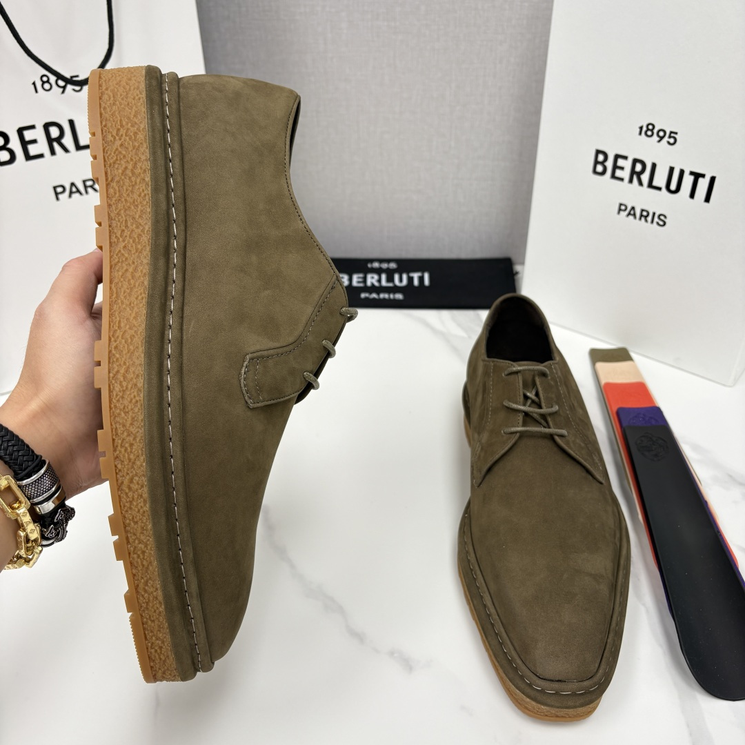 💋💍BERLUT* 布鲁提 ALTO 绒面缝制胶底休闲皮鞋德比皮鞋 皮鞋 官方 13,500 超级内卷的