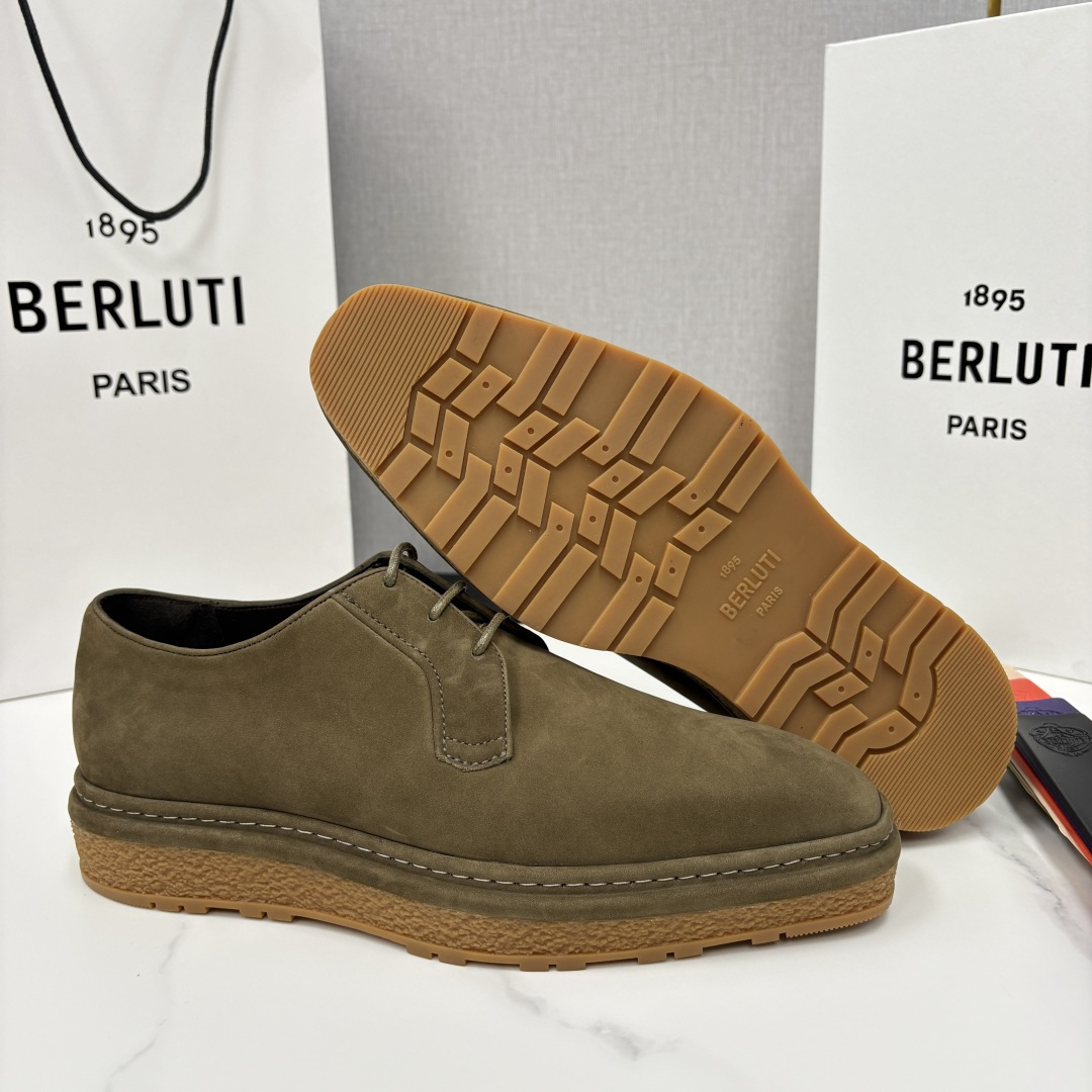 💋💍BERLUT* 布鲁提 ALTO 绒面缝制胶底休闲皮鞋德比皮鞋 皮鞋 官方 13,500 超级内卷的