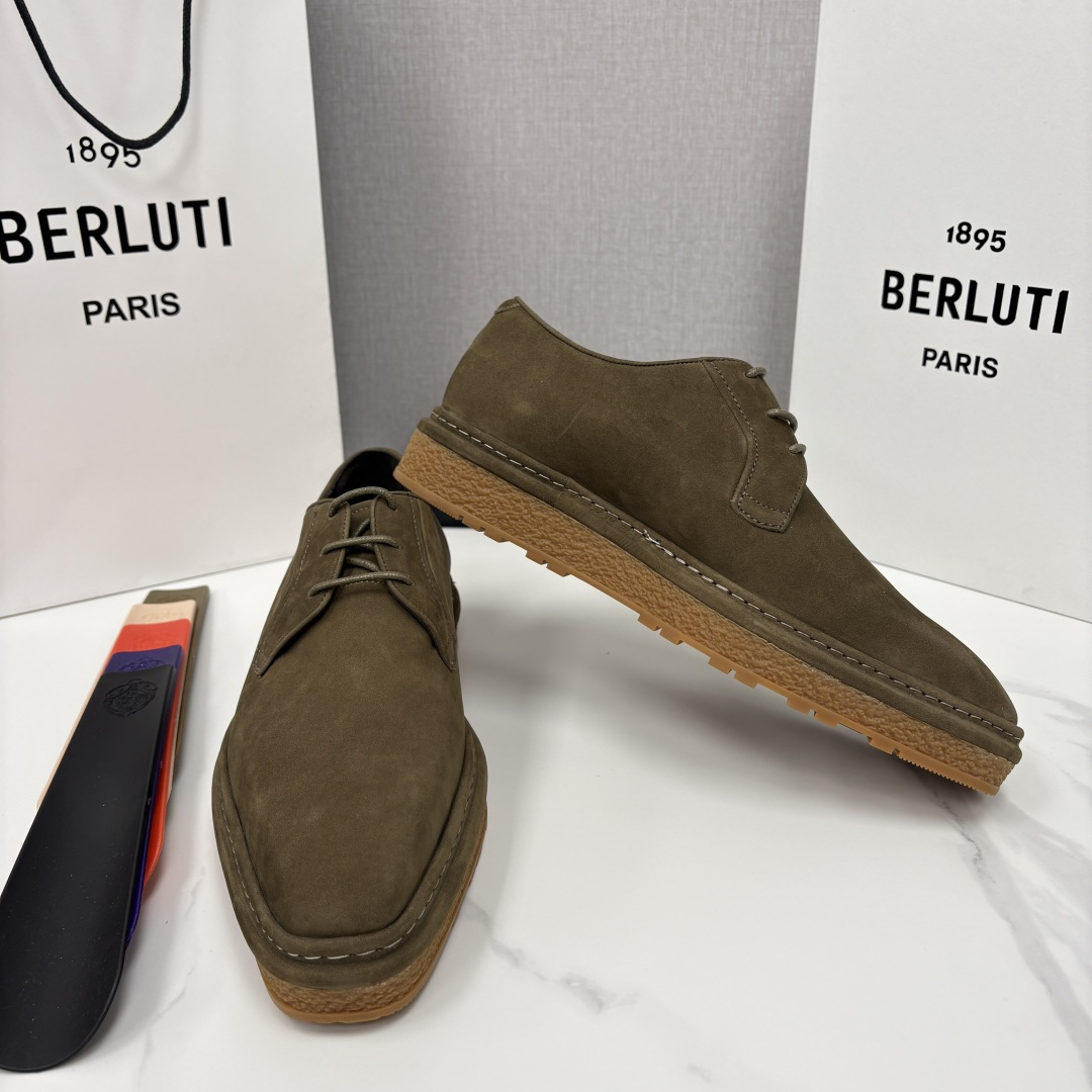 💋💍BERLUT* 布鲁提 ALTO 绒面缝制胶底休闲皮鞋德比皮鞋 皮鞋 官方 13,500 超级内卷的
