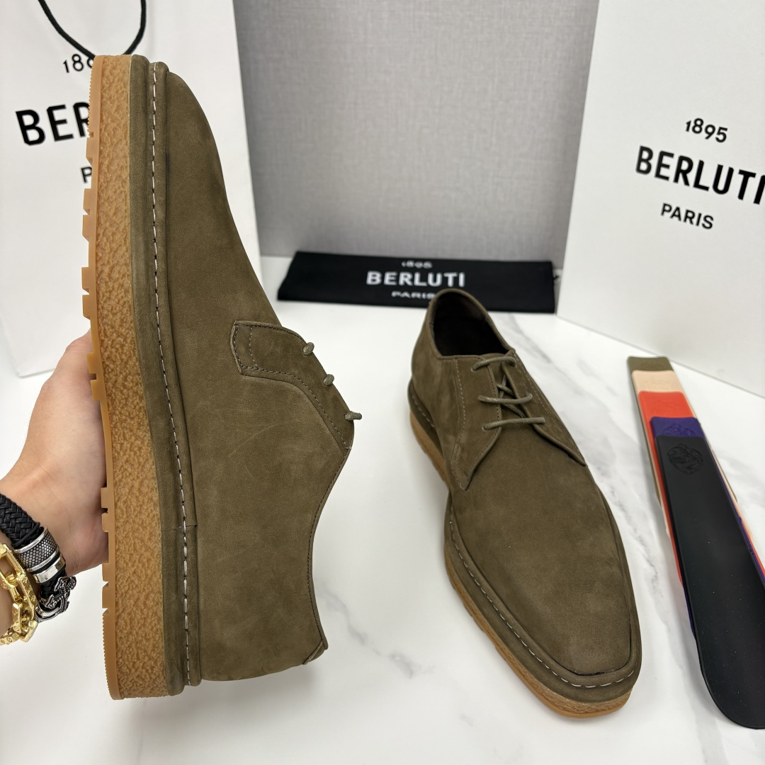 💋💍BERLUT* 布鲁提 ALTO 绒面缝制胶底休闲皮鞋德比皮鞋 皮鞋 官方 13,500 超级内卷的