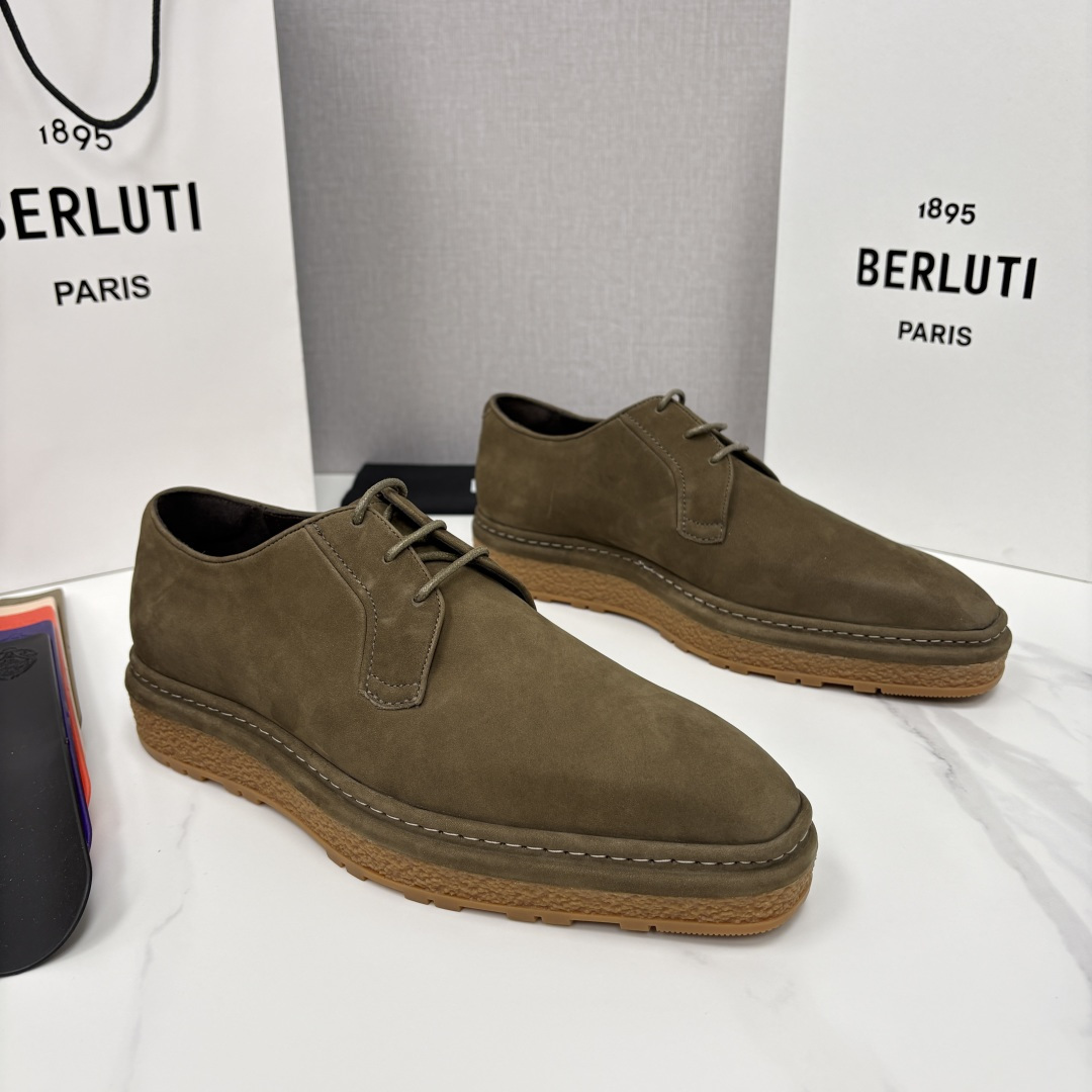 💋💍BERLUT* 布鲁提 ALTO 绒面缝制胶底休闲皮鞋德比皮鞋 皮鞋 官方 13,500 超级内卷的