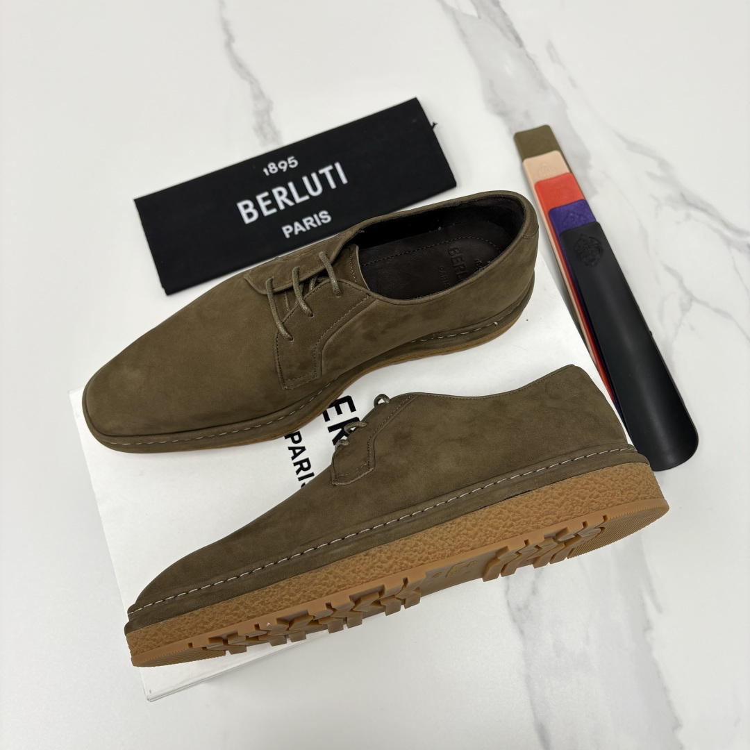 💋💍BERLUT* 布鲁提 ALTO 绒面缝制胶底休闲皮鞋德比皮鞋 皮鞋 官方 13,500 超级内卷的