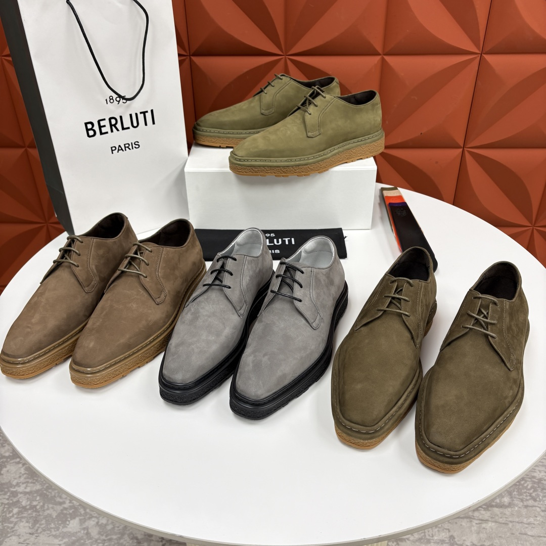 💋💍BERLUT* 布鲁提 ALTO 绒面缝制胶底休闲皮鞋德比皮鞋 皮鞋 官方 13,500 超级内卷的