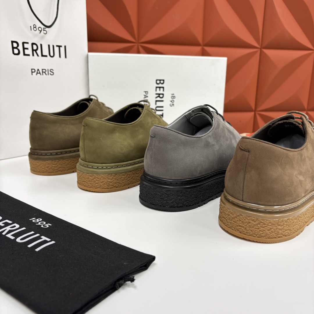 💋💍BERLUT* 布鲁提 ALTO 绒面缝制胶底休闲皮鞋德比皮鞋 皮鞋 官方 13,500 超级内卷的