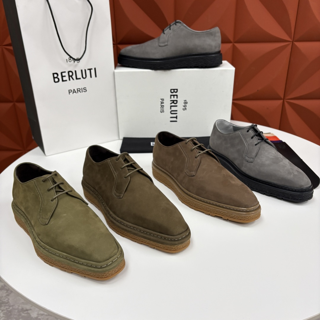 💋💍BERLUT* 布鲁提 ALTO 绒面缝制胶底休闲皮鞋德比皮鞋 皮鞋 官方 13,500 超级内卷的