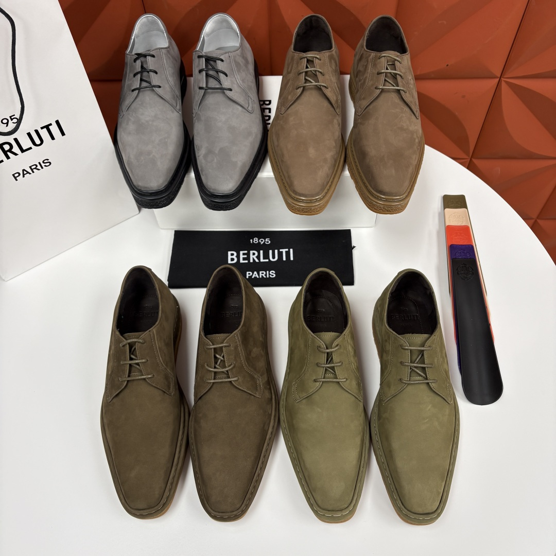💋💍BERLUT* 布鲁提 ALTO 绒面缝制胶底休闲皮鞋德比皮鞋 皮鞋 官方 13,500 超级内卷的