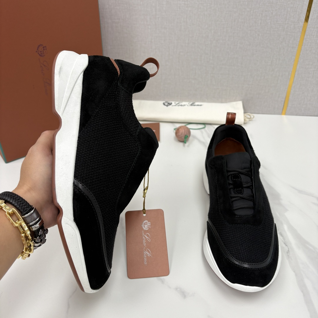 💋💍LP 家新品 Loro Pian* 诺悠*翩雅 Week End Walk 男士科技网布拼接反毛皮休