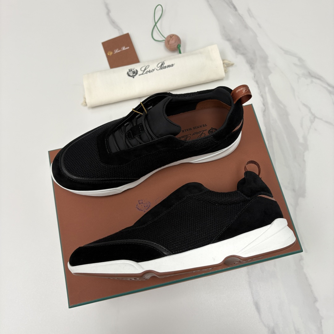 💋💍LP 家新品 Loro Pian* 诺悠*翩雅 Week End Walk 男士科技网布拼接反毛皮休