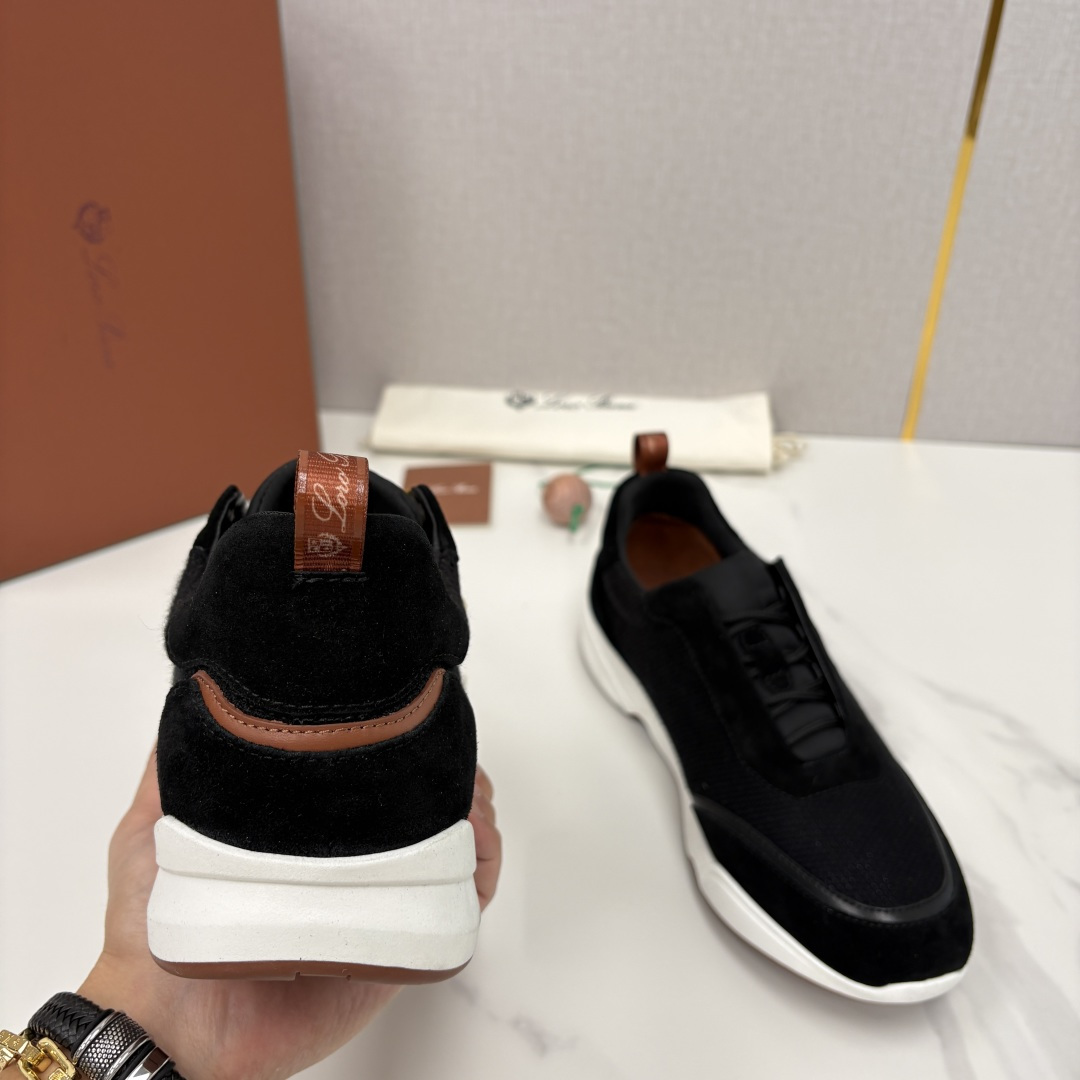 💋💍LP 家新品 Loro Pian* 诺悠*翩雅 Week End Walk 男士科技网布拼接反毛皮休