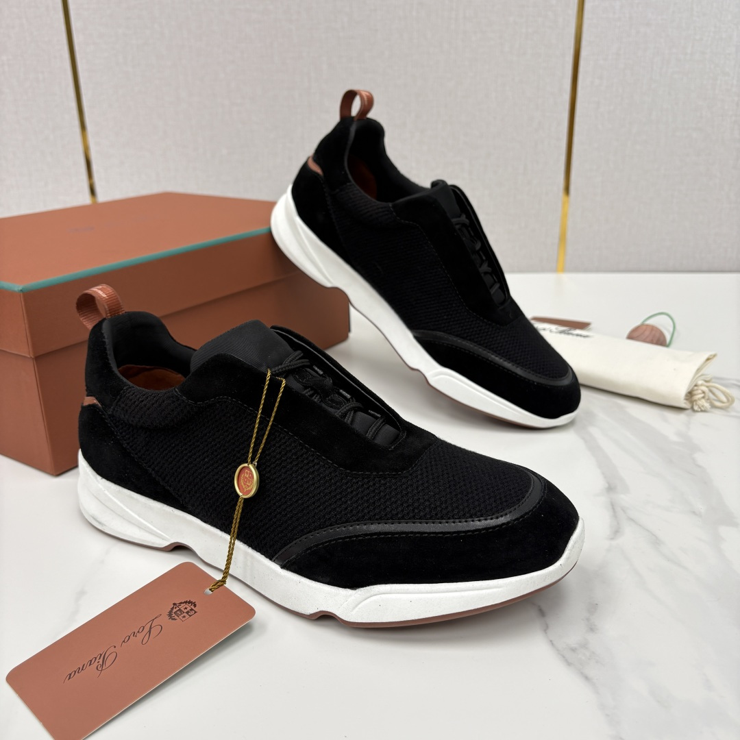 💋💍LP 家新品 Loro Pian* 诺悠*翩雅 Week End Walk 男士科技网布拼接反毛皮休