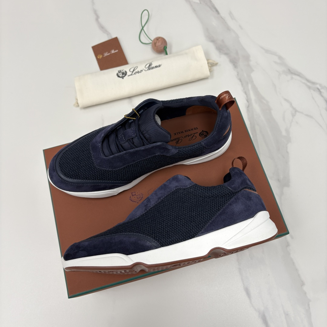 💋💍LP 家新品 Loro Pian* 诺悠*翩雅 Week End Walk 男士科技网布拼接反毛皮休