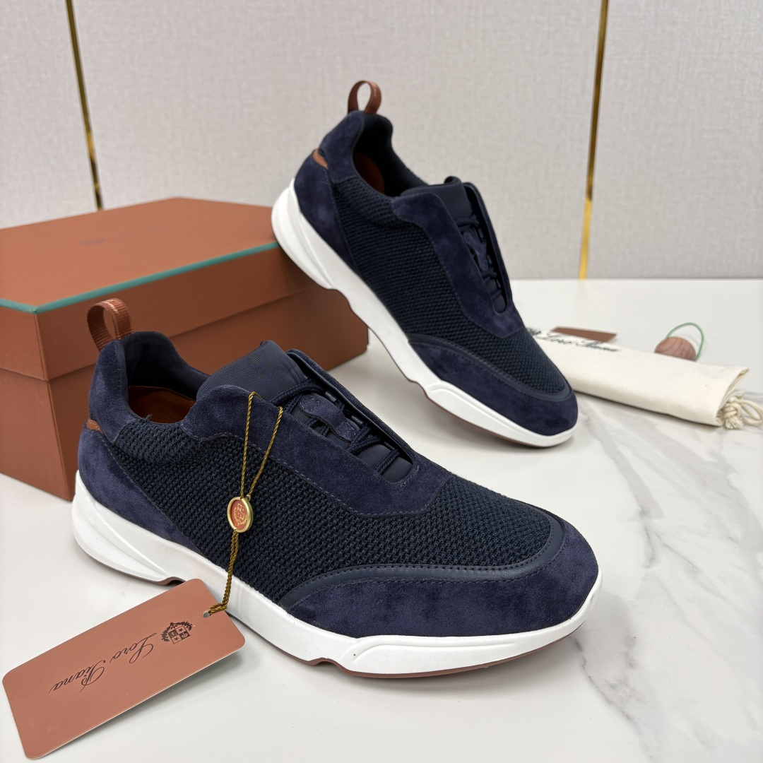 💋💍LP 家新品 Loro Pian* 诺悠*翩雅 Week End Walk 男士科技网布拼接反毛皮休