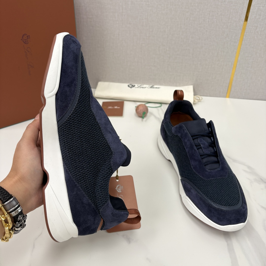 💋💍LP 家新品 Loro Pian* 诺悠*翩雅 Week End Walk 男士科技网布拼接反毛皮休