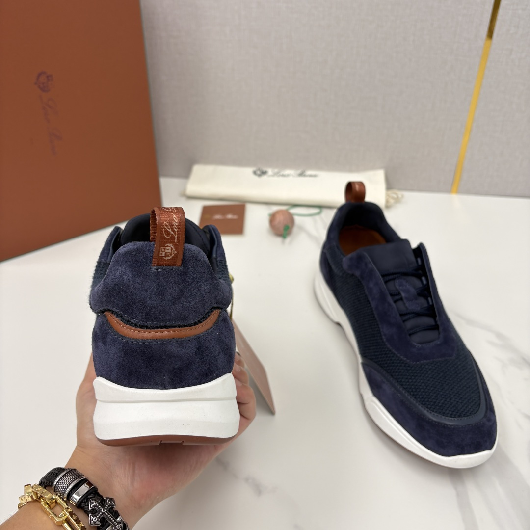 💋💍LP 家新品 Loro Pian* 诺悠*翩雅 Week End Walk 男士科技网布拼接反毛皮休