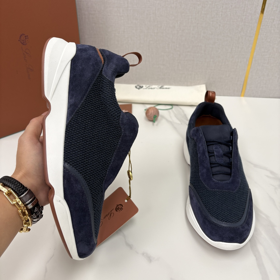 💋💍LP 家新品 Loro Pian* 诺悠*翩雅 Week End Walk 男士科技网布拼接反毛皮休