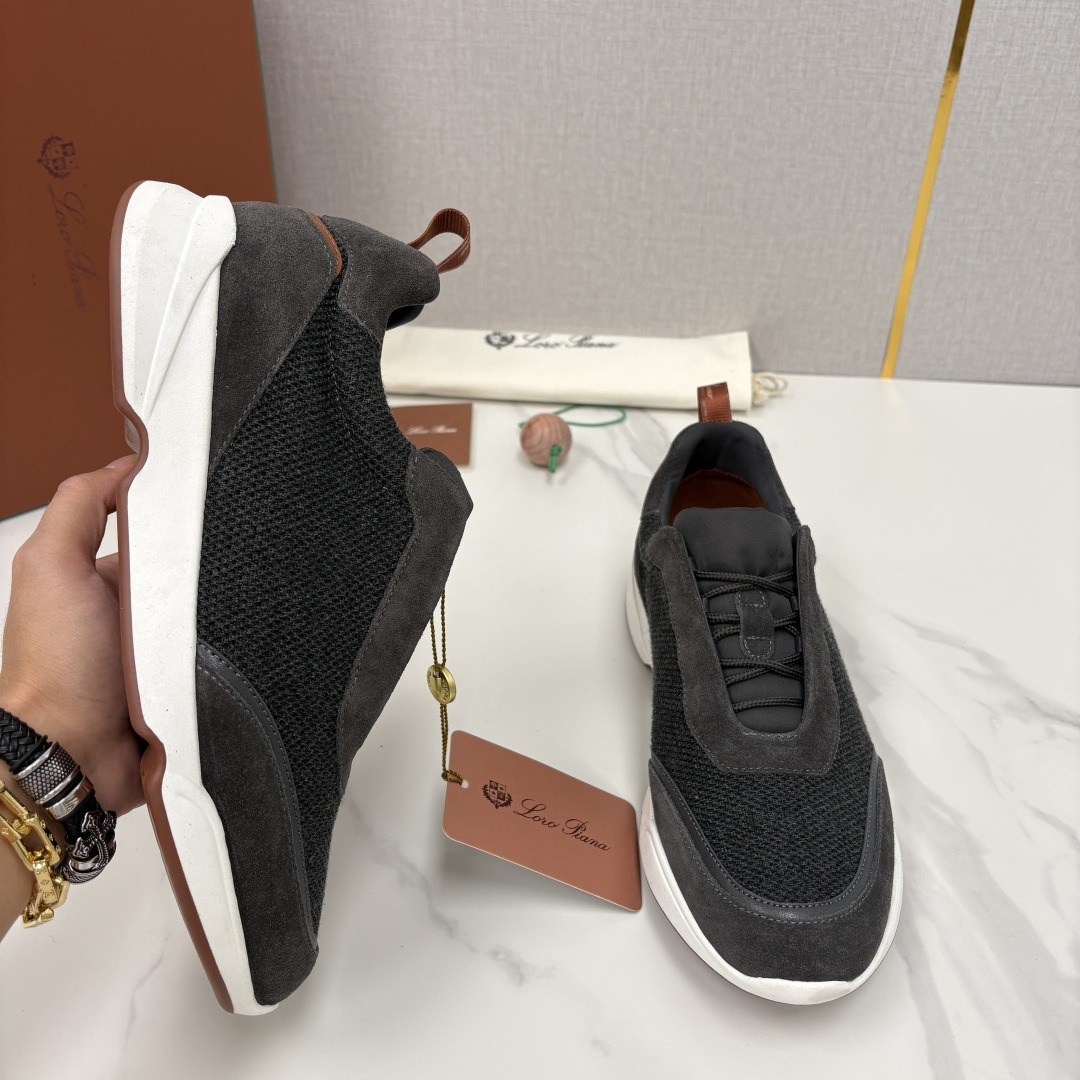 💋💍LP 家新品 Loro Pian* 诺悠*翩雅 Week End Walk 男士科技网布拼接反毛皮休