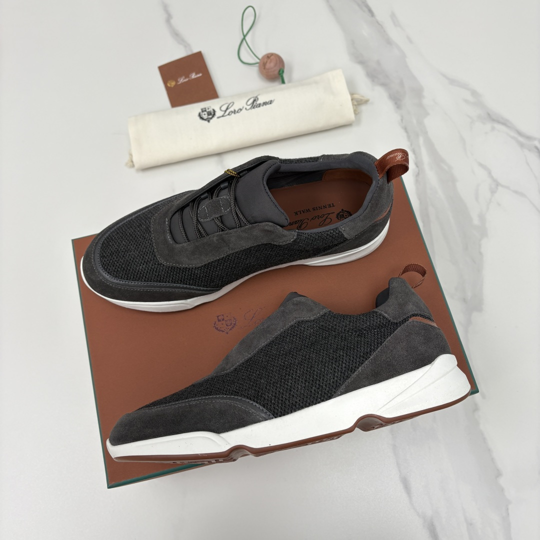 💋💍LP 家新品 Loro Pian* 诺悠*翩雅 Week End Walk 男士科技网布拼接反毛皮休