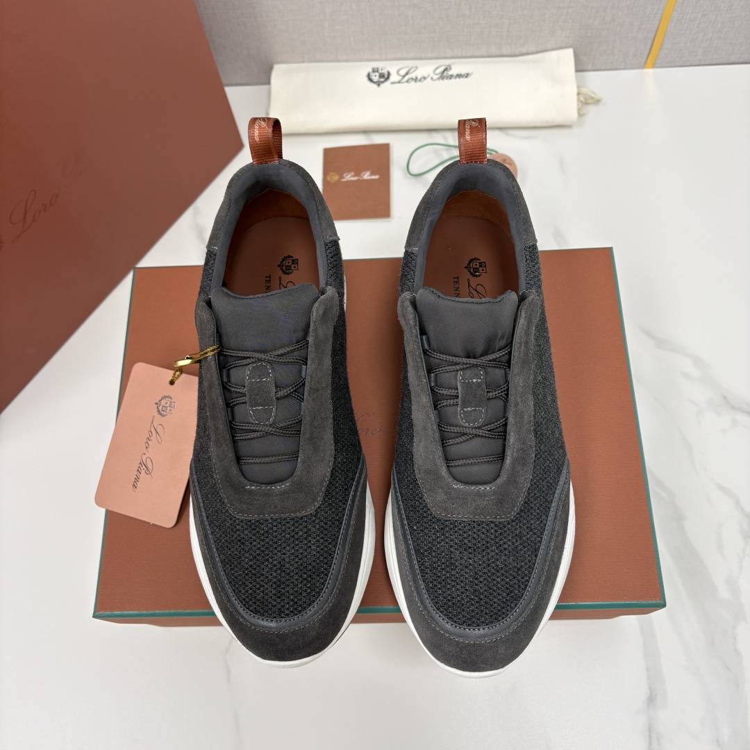 💋💍LP 家新品 Loro Pian* 诺悠*翩雅 Week End Walk 男士科技网布拼接反毛皮休