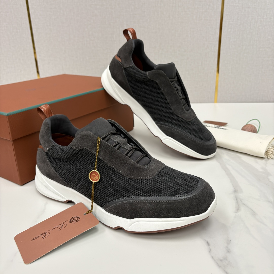 💋💍LP 家新品 Loro Pian* 诺悠*翩雅 Week End Walk 男士科技网布拼接反毛皮休